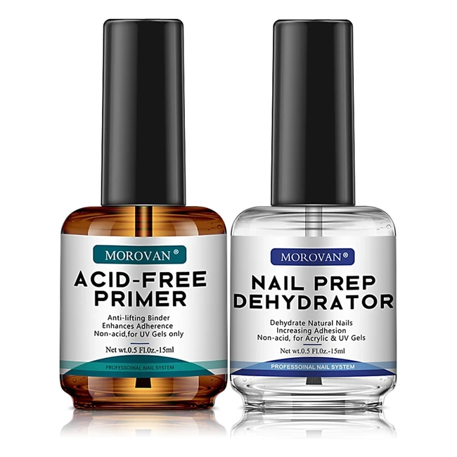 Kit Nail Prep e Primer Unghie Morovan - Primer Unghie Semipermanente 15ml - Lung