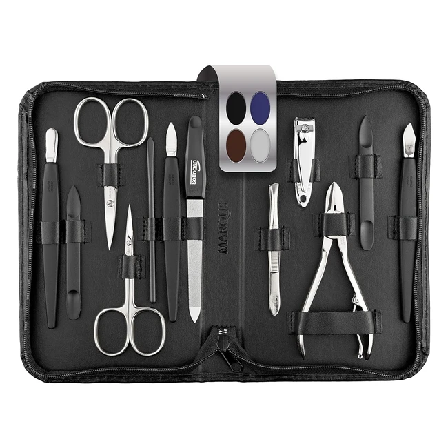 12 Piece Professional Manicure Set - German Made Nail Kit - Genuine Leather Case