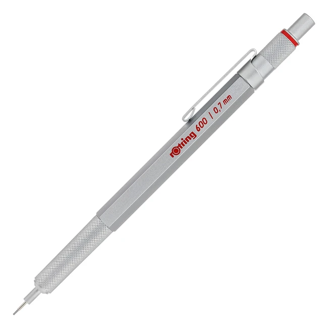 Rotring 600 Mechanical Pencil 0.7mm - Silver, All-Metal Body, Non-Slip Grip