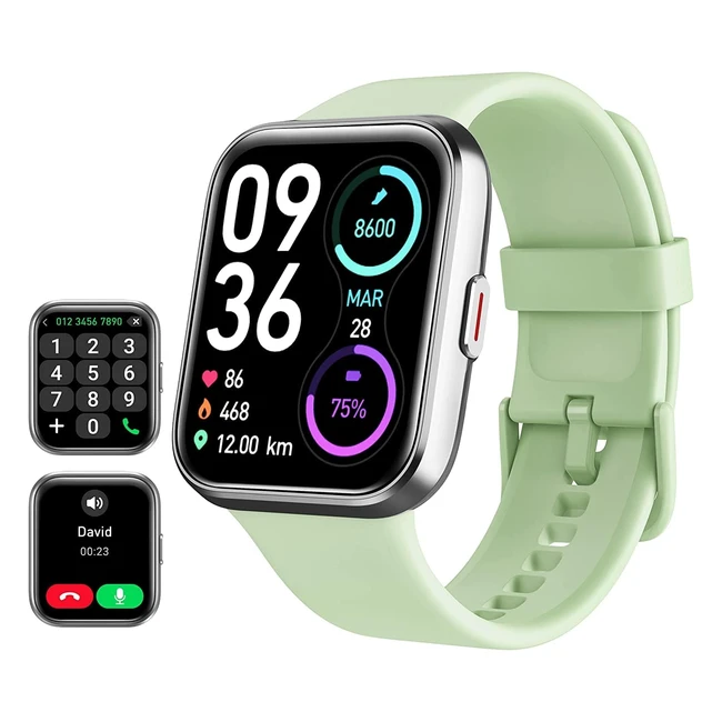 Tensky Smartwatch Donna Uomo18 - Orologio Chiamate e Risposta - Alexa Integrata - Smart Watch con Cardiofrequenzimetro - SpO2 Stress - 100 Modalità Sport - Monitoraggio del Sonno - IP68 per Android iOS - Verde