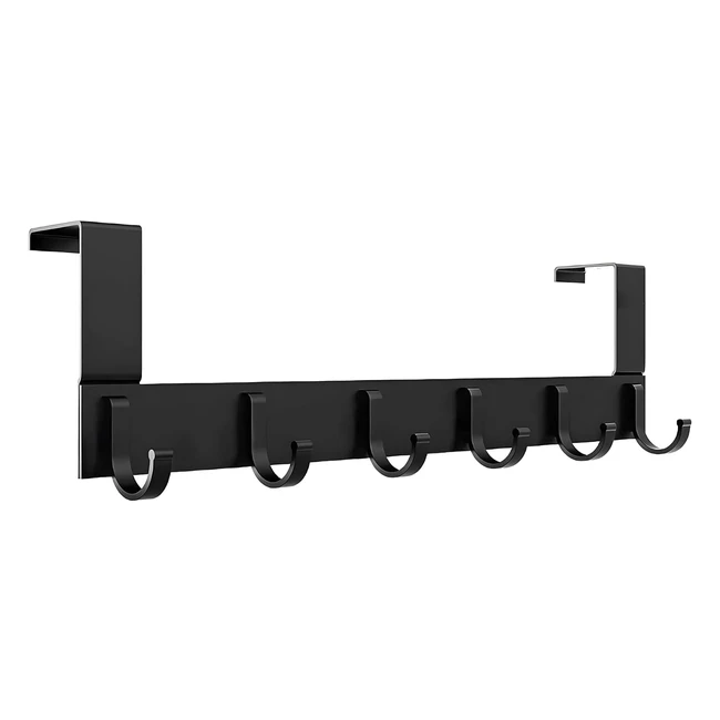 Appendiabiti da porta AIQINU in acciaio inox nero - 6 ganci per cappotti e cappelli