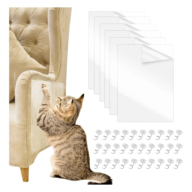 Protection canapé chat anti-griffe transparente - Lot de 6 avec 30 vis - Protégez vos meubles