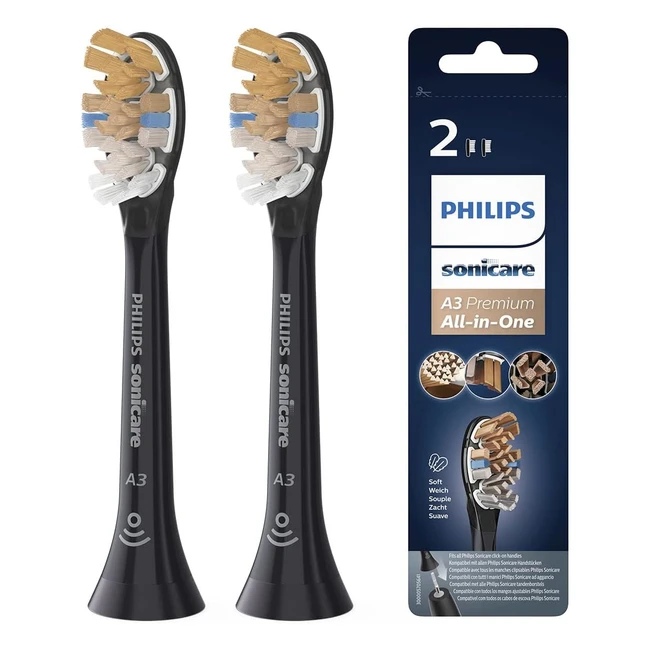 Philips Sonicare A3 Premium All-in-One Sonic Toothbrush Heads - 2 Pack (Black)