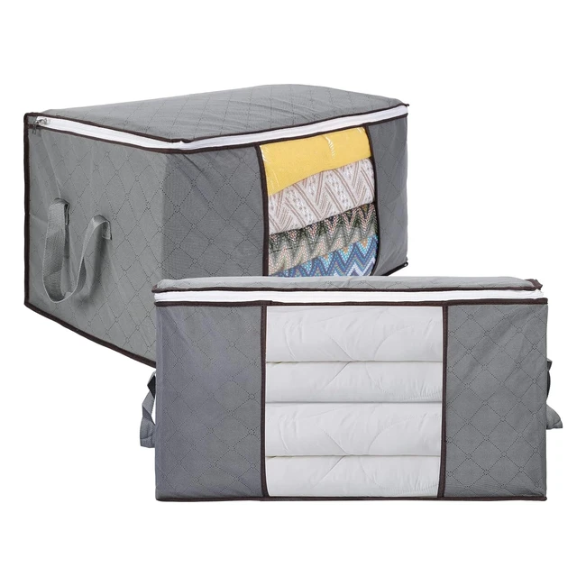 Scatole per Vestiti Salvaspazio Aiqinu 2pcs 90L - Grande Capacità, Custodia Pieghevole con Manico Rinforzato