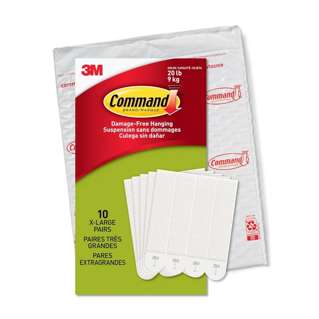 Command Bandes Adhésives pour Accrocher Photos Blanches Très Grandes - 10 Ensembles/Paquet