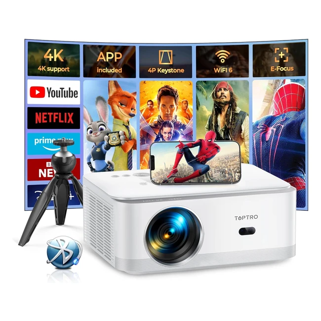 Vidéoprojecteur Focus Électrique 18000 Lumens WiFi Bluetooth 4K Toptro