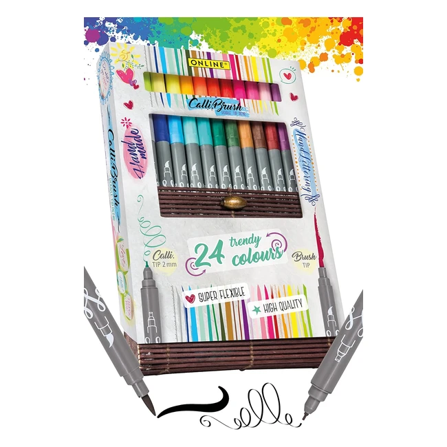 Set 24 rotulatori a doppia punta con punta di calligrafia e punta a pennello - Online Callibrush
