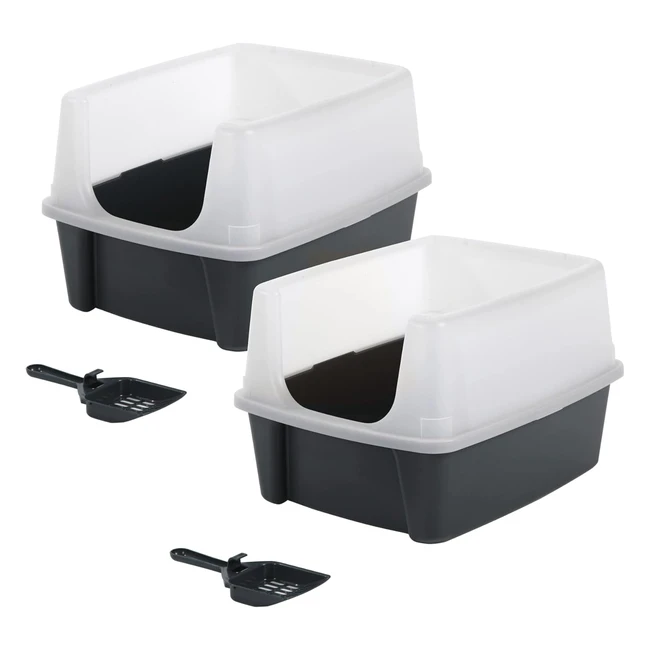 Caja de Arena para Gatos Iris Ohyama - Cerrada - A485 x F38 x A30 cm - Lote de 2 - Gris