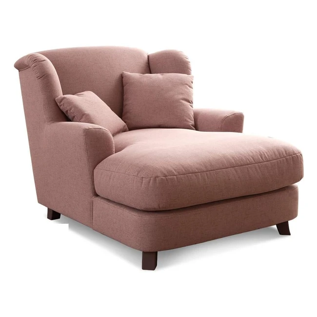 Cavadore XXL-Sessel Assado - Großer Polstersessel mit Holzfüßen und großer Sitzfläche - Inkl. 2 Zierkissen - 109 x 104 x 145 - Flachgewebe Altrosa