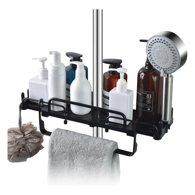 Estante de ducha sin agujeros telescópico 3248 cm - Organizador de baño con toallero y soporte de ducha