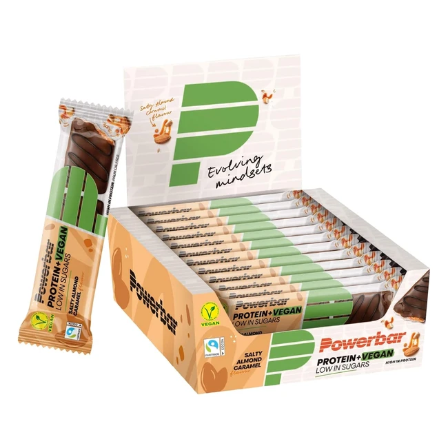 Barre végétarienne hyperprotéinée PowerBar Protein Plus Low Sugar Vegan Salty Almond Caramel 12x42g