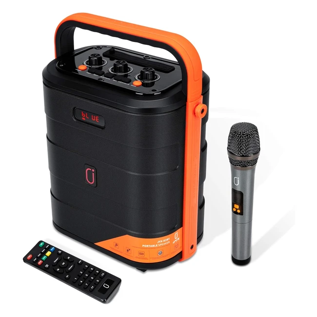 Altavoz Karaoke Bluetooth JYX con 2 Micrófonos Inalámbricos - Sistema de PA Portátil Recargable TWS Radio MP3 USB FM REC - Fiesta Naranja