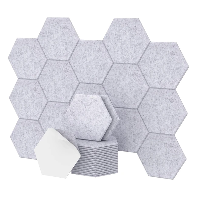 Espuma Acústica Pack 36 Paneles - Hexagonales con Adhesivo - Insonorización y Decoración para Estudio - Gris