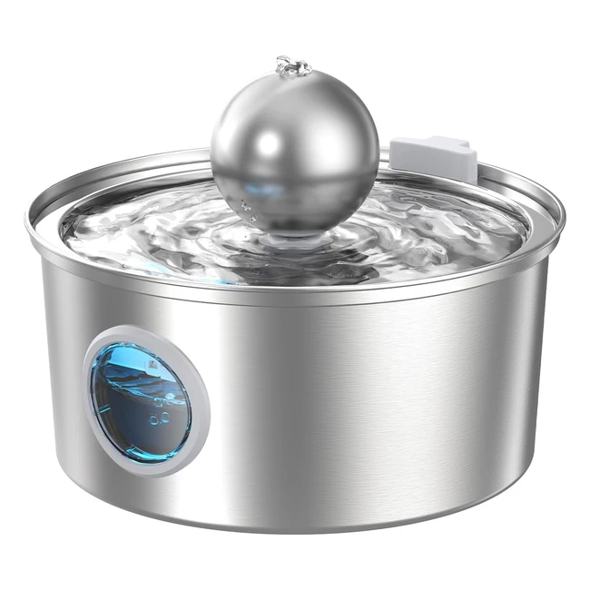 Fuente de Agua para Gatos de Acero Inoxidable - Diseño de Esfera - Fácil de Comprobar el Nivel del Agua