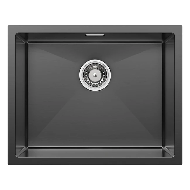 Fregadero Cocina 1 Seno 55x44cm Auralum - Acero Inoxidable - Negro - ¡Ahorra Espacio!