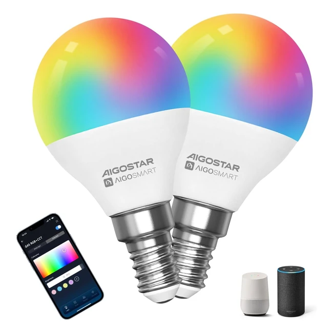 Bombilla Inteligente Aigostar G45 E14 65W - Control Remoto y Voz