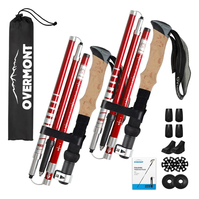 Bastones de Senderismo Plegables de Carbono Ultraligeros - Overmont 105-125cm