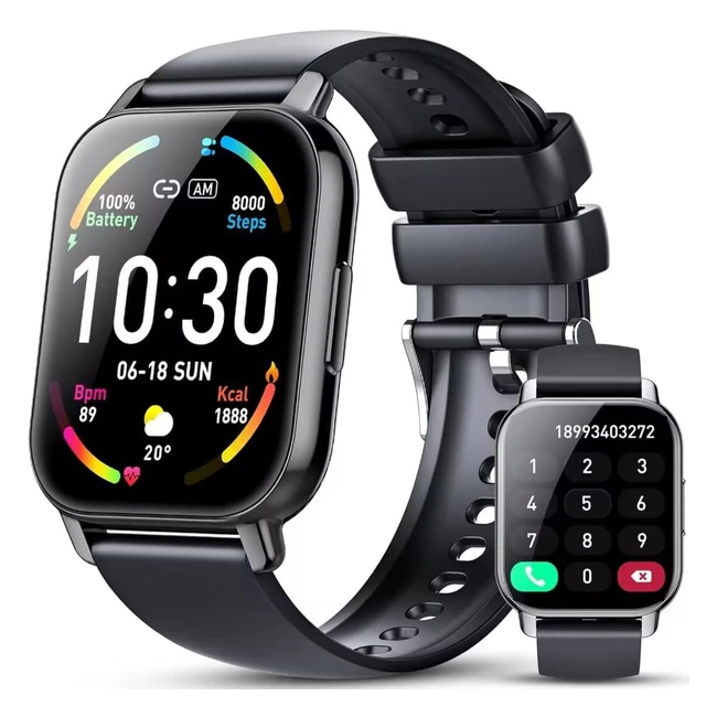 Montre Connectée Homme Femme Bluetooth 185 HD Smartwatch 112 Modes Sportifs Podomètre Sommeil Cardiofréquencemètre Etanche IP68 Bracelet Montre Connectée