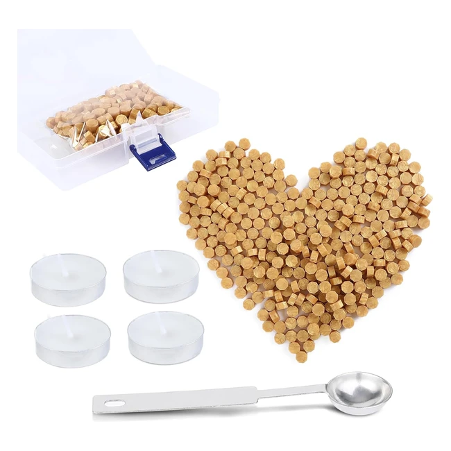 Kit de cera para sellar AIQINU - 320 pcs - Cuchara de fusin y velas incluidas