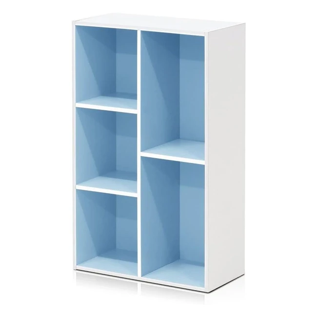 Furinno Luder 5Cube Reversible Open Shelf - White/Light Blue | Stylish Design, Easy Assembly
