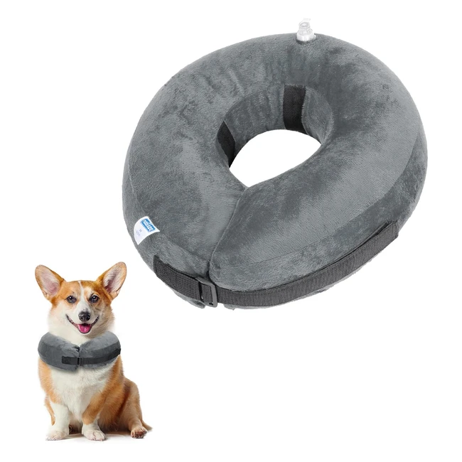 Collar Inflable Nobleza para Perro y Gato - Protección y Recuperación de Cirugía o Heridas - Ajustable y Resistente - Gris