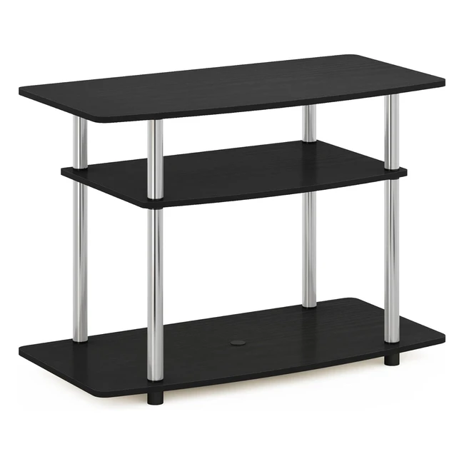 Furinno No Tools 3-Tier Entertainment Center Stand TV Stands TV Unit TV Shelf - Americano Stainless Steel Tubes