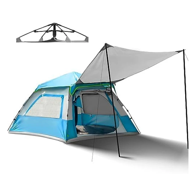 Tente de camping Overmont bleue - Installation facile - tanche - Pour 6 person
