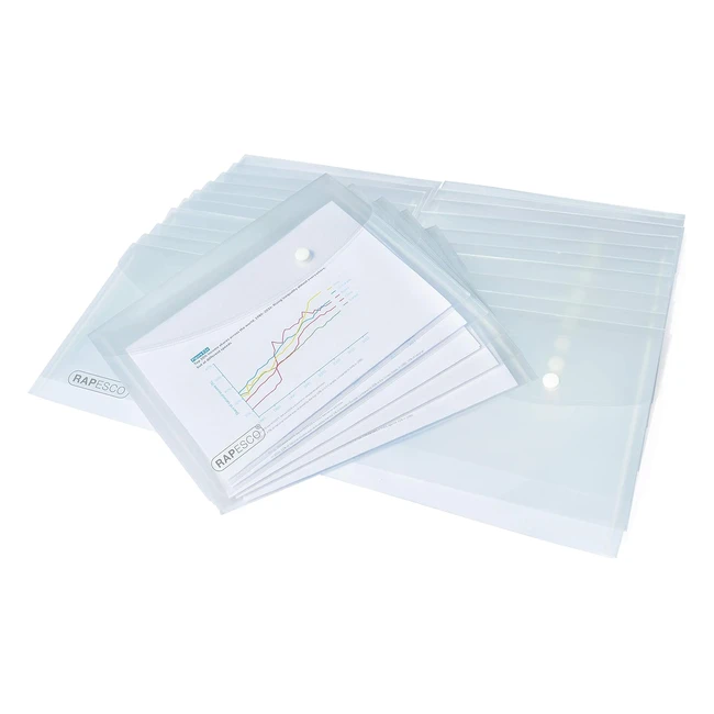 Lot de 50 pochettes bouton pression A5 transparentes Rapesco 1501