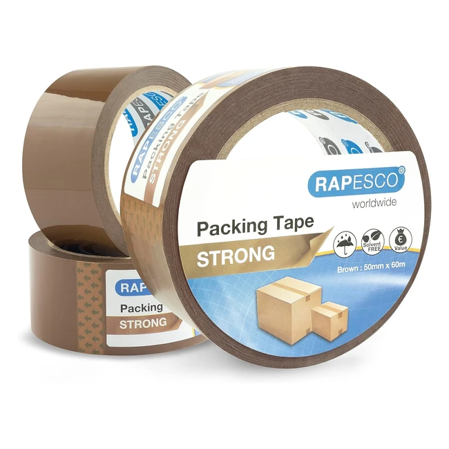 Rapesco 1750 Strong Packing Tape 50mm x 60m - Pack of 3 | Longlasting & Moisture Resistant