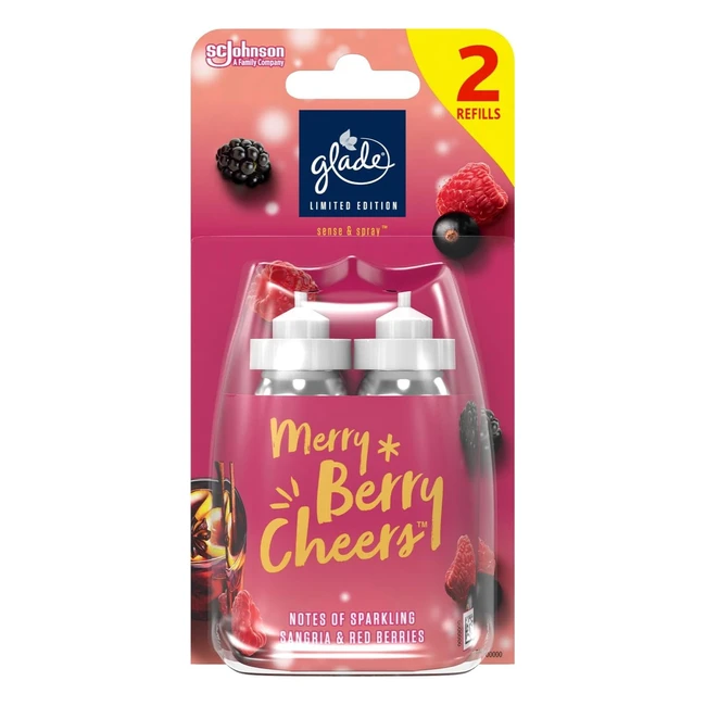 Glade Merry Berry Cheers Sense & Spray Refill - Automatic Room Spray & Odour Eliminator - Limited Edition - 2 x 18ml