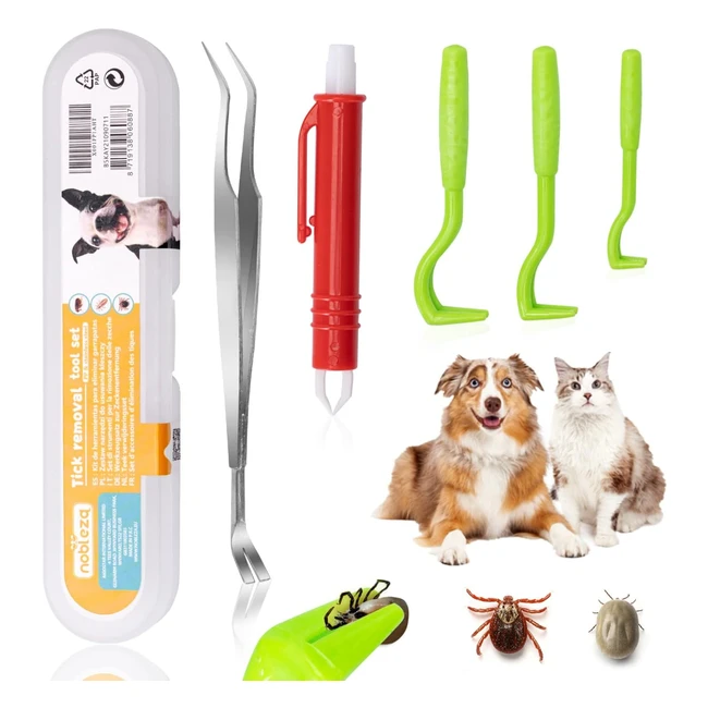 Kit de eliminacin de garrapatas Nobleza - 5 piezas seguro e inofensivo