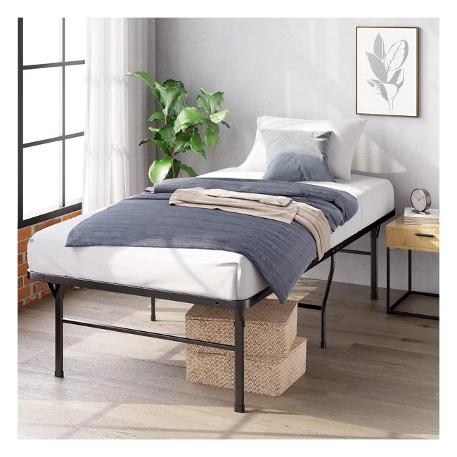 Sommier métallique Zinus 46 cm - Résistant et facile à monter - Rangement sous le lit - 90 x 190 cm - Noir