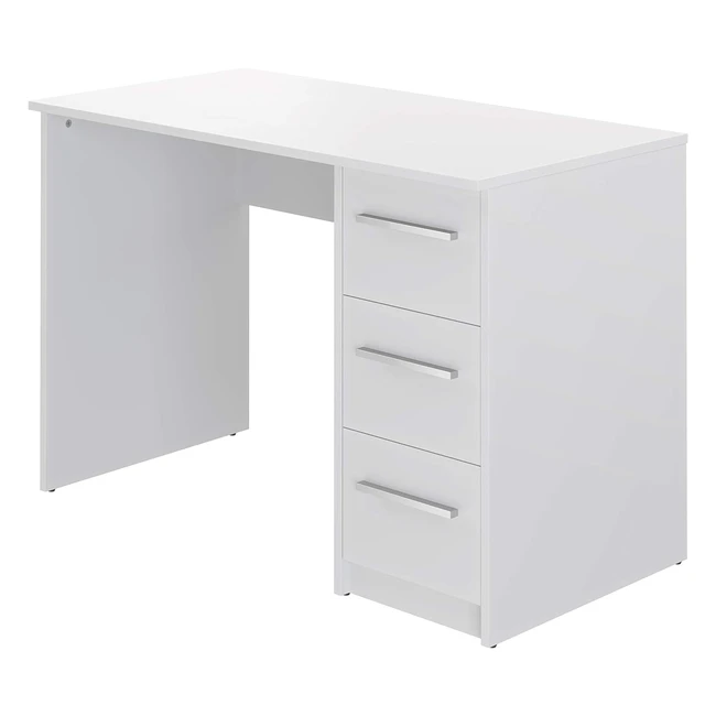 Bureau d'ordinateur rectangulaire 3 tiroirs Idro Modern 56x110x735 blanc