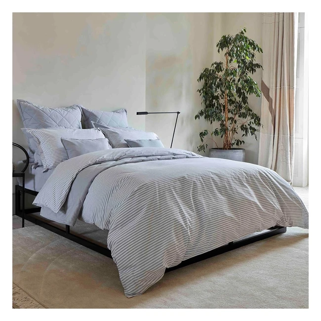 Christy Duvet Cover Bedding Sets - Lerwick Stripe - Double Set - Silver Grey - 100% Cotton - Fresh and Modern