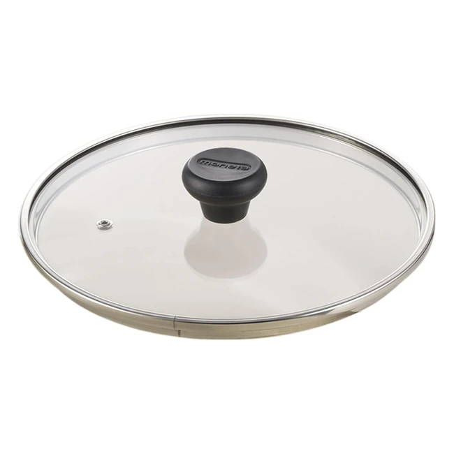 Coperchio Piatto in Vetro Trasparente Moneta - Diametro 16 cm - Bordo Inox e Pom