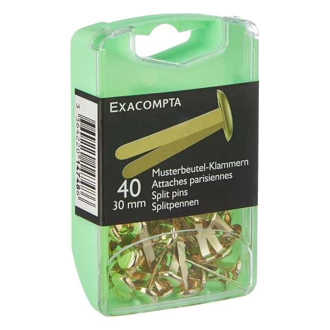 Large Gold Split Pins Pack of 40 - Exacompta Ref 14748E - Metal Clips for Tempor
