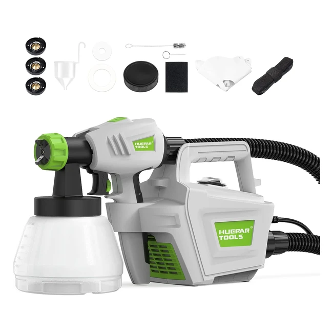 Pistola de Pintura HVLP Huepar Tools 800W - Gran Capacidad 1300ml - 3 Modos de Pintar - 4 Boquillas