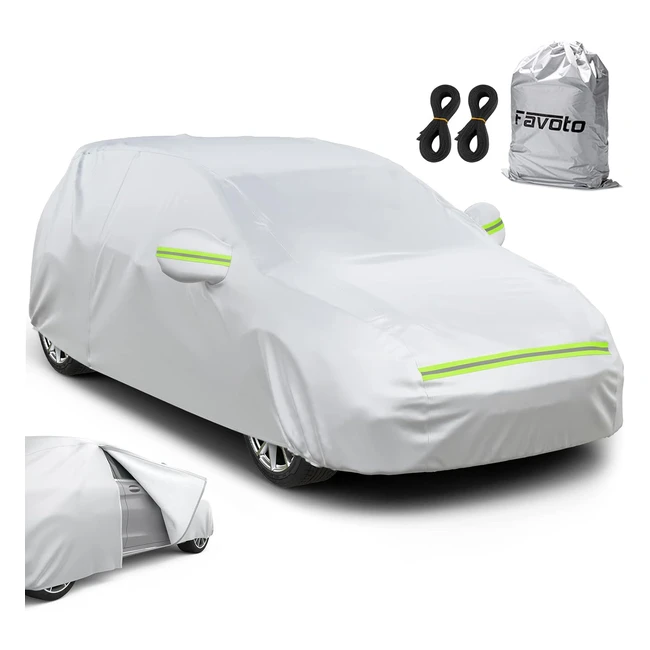Favoto Car Cover Hatchback Universal Fit 145-157 Inch  Zipper Design  Waterpro