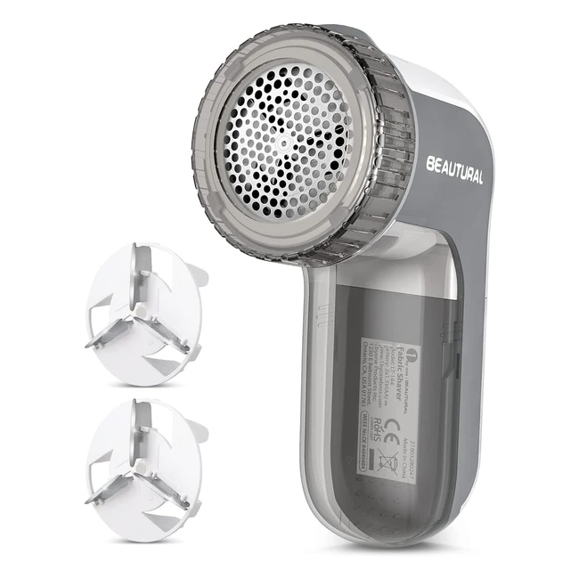 Quitapelusas eléctrico Beautural 9000R - 3 alturas de afeitado, 3 tamaños de agujeros y 2 velocidades - Gris