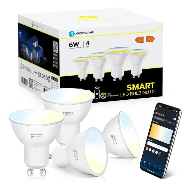 Bombilla Inteligente LED Aigostar GU10 SL2 - Alexa - 6W - WiFi - 2700K-6500K - R