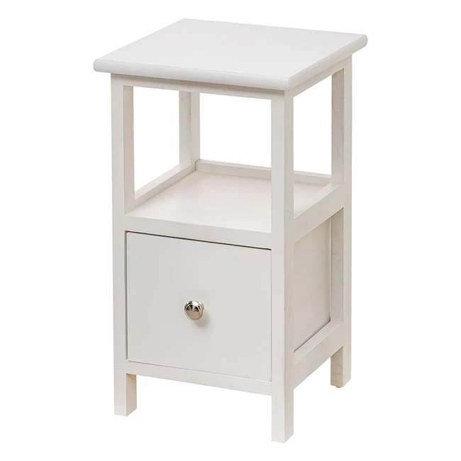 Comodino Mobiletto Baroni Home Bianco 1 Cassetto 1 Ripiano 25x25x44 cm