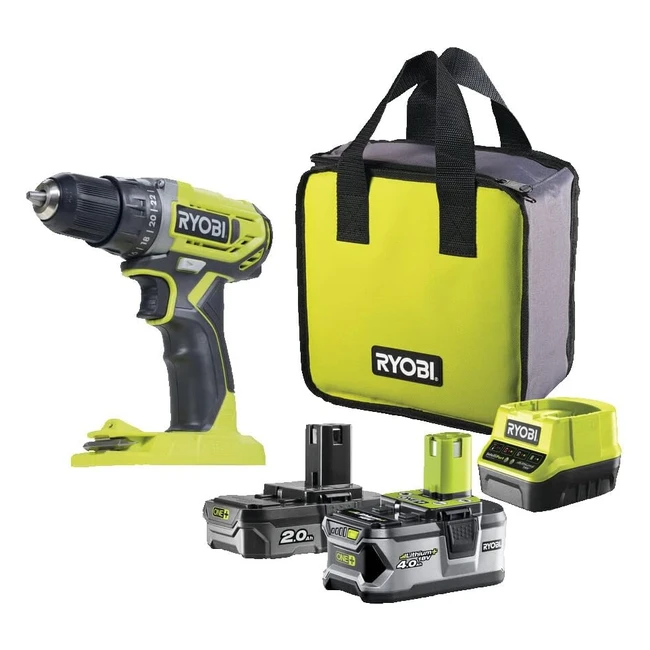 Perceuse-visseuse sans fil Ryobi 18V One - 2 vitesses - Livrée avec 1 batterie lithium 2.0Ah et 1 batterie lithium 4.0Ah
