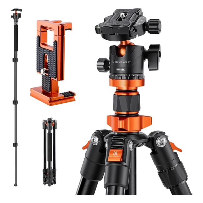 Trépied appareil photo reflex numérique KF Concept avec monopode et plaque de dégagement rapide en alliage d'aluminium - SA254M1