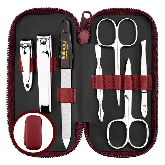 Marqus Solingen Germany Manicure Set for Women & Men - 7 Pcs Set - Quality Grooming Kit - Nail Clippers, Tweezers, Nail Kit - Fabulous Gift