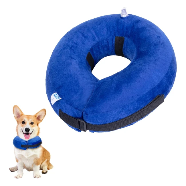Collar Inflable Nobleza para Perro y Gato - Protección y Recuperación de Cirugía o Heridas - Azul M