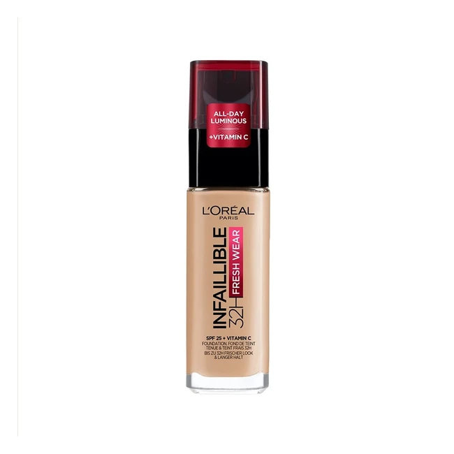 L'Oréal Paris Make-up wasserfest und langanhaltend mit SPF 25 Infaillible 24h Fresh Wear Make-up Nr. 145 Rose Beige 30 ml