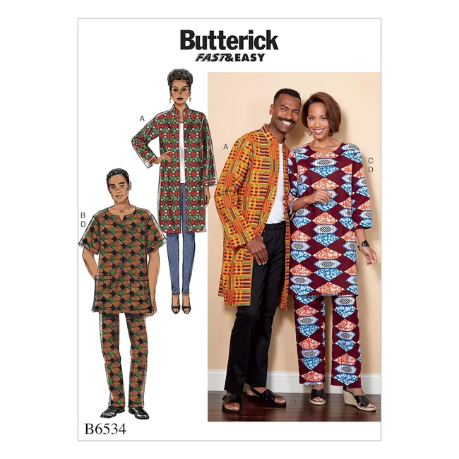 Cappotto Tunica e Pantaloni Multicolore - Butterick Patterns 6534XM