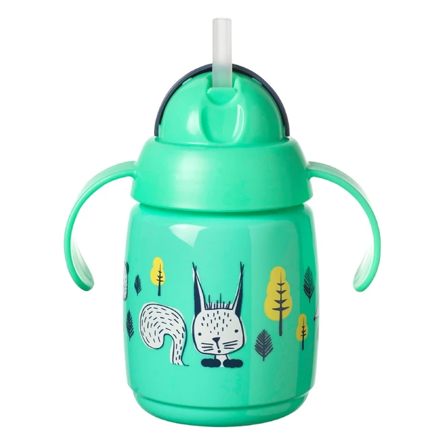 Tomme Tippee Superstar Weighted Straw Cup for Toddlers, IntelliValve, Leak and Shakeproof, Hygienic BacShield, 6m, 300ml, Green