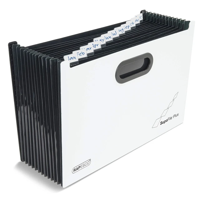 Rapesco 1624 Supafile Plus A4 Expanding File - WhiteBlack