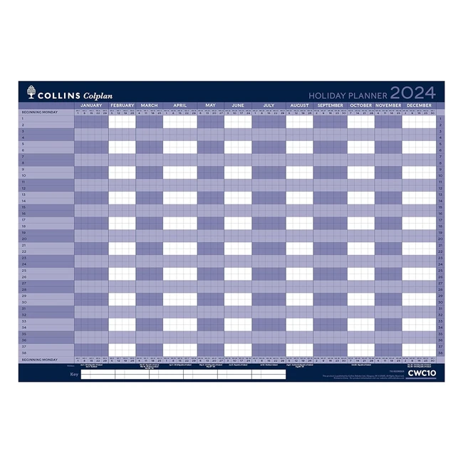 Collins Debden Colplan 2024 Diary A1 Yearly Holiday Calendar Wall Planner